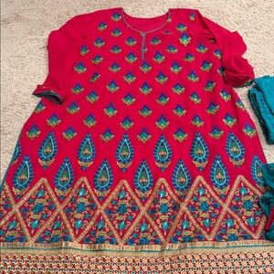 Vibrant Pink and Blue Salwar Kameez Suit